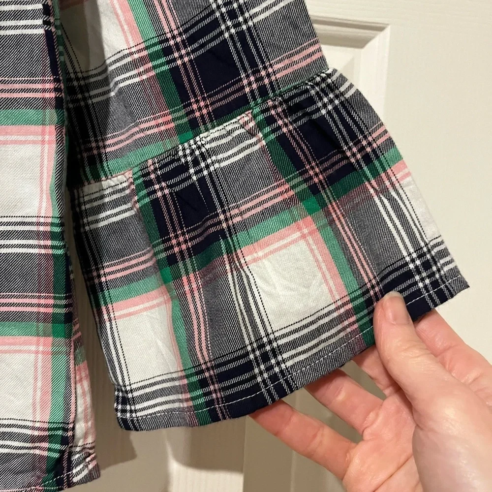 Gap girls button down plaid flannel with flutter sleeves