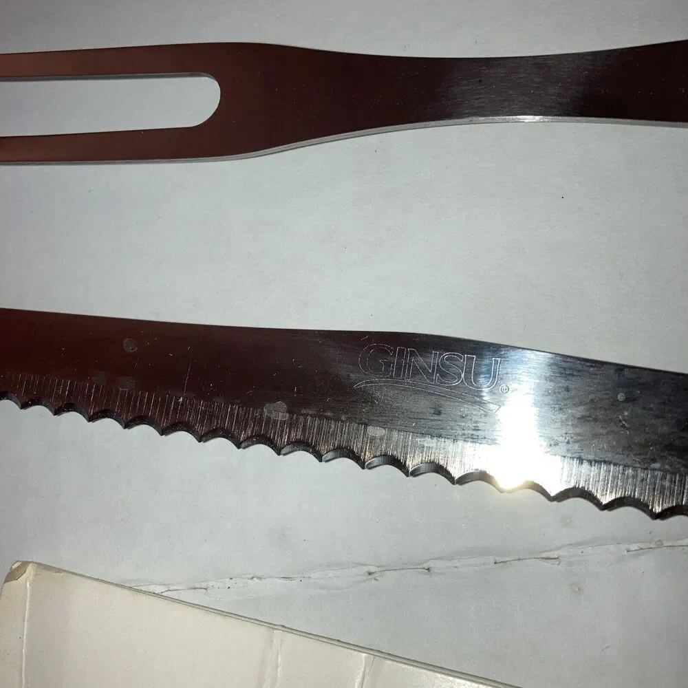 Ginsu Fork & Serrated Carving Knife Set Deluxe