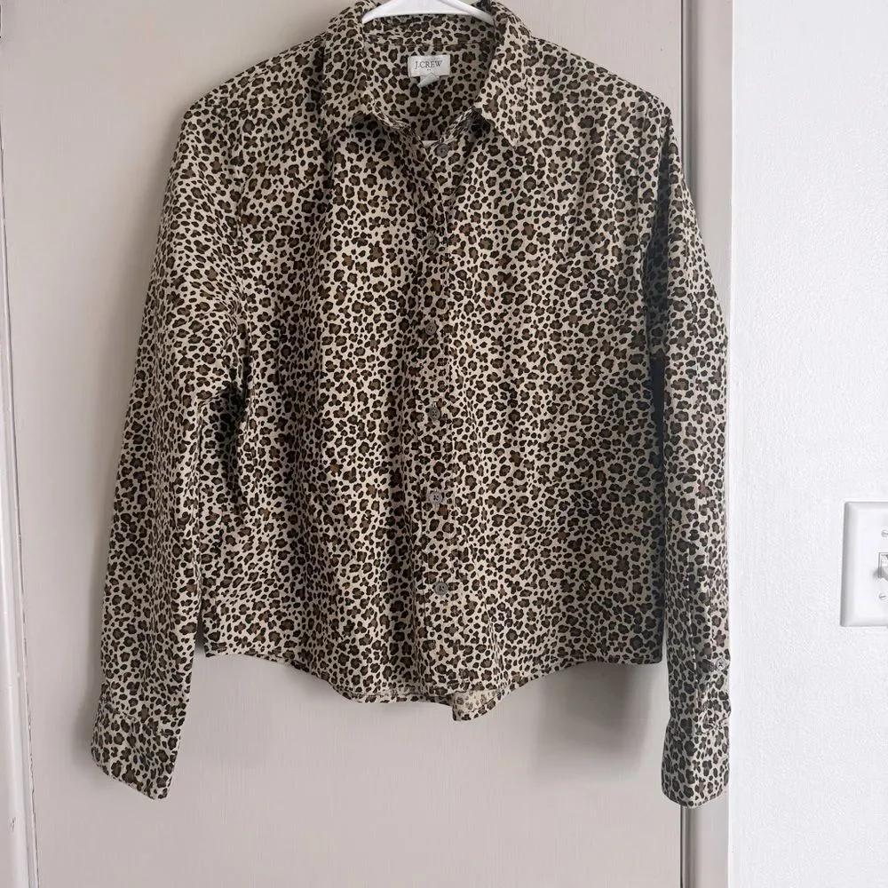 J. Crew Leopard Print Button Down Shirt