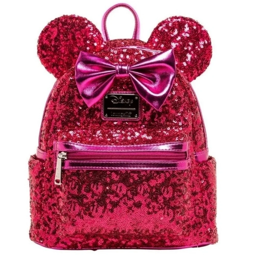 Loungefly Minnie Mouse Sequin Magenta Pink Disney Backpack