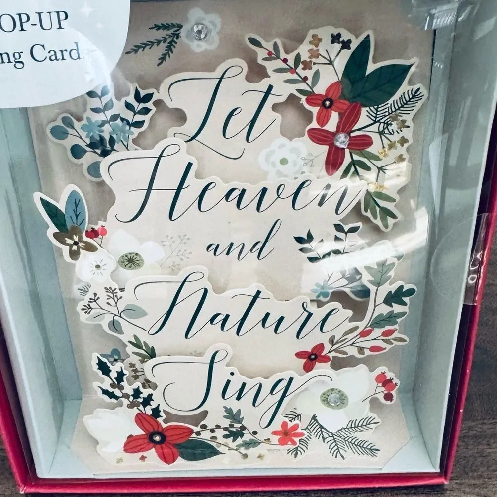 Pop Up Floral Holiday Let Heaven and Nature Sing Christmas Cards