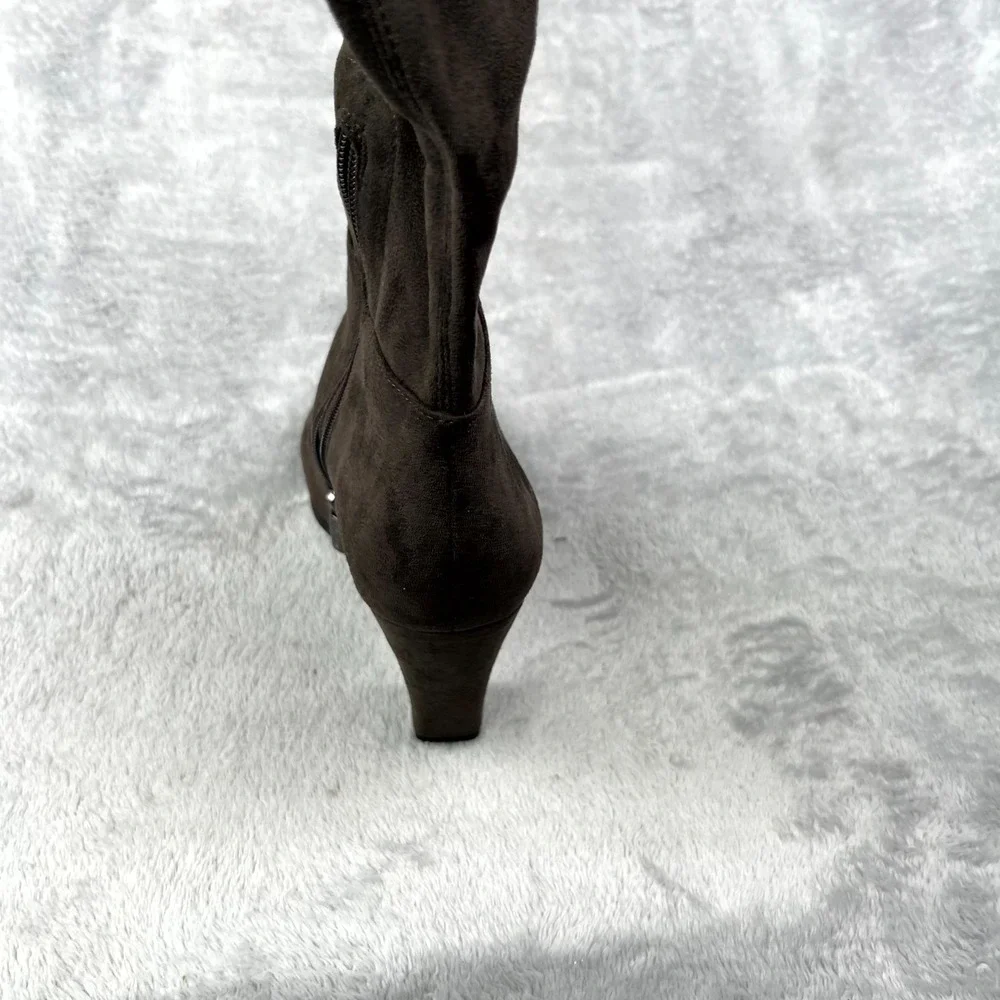 Vince Camuto Tapley Womens 9 M Boots Brown Micro Suede Block Heel Over The Knee