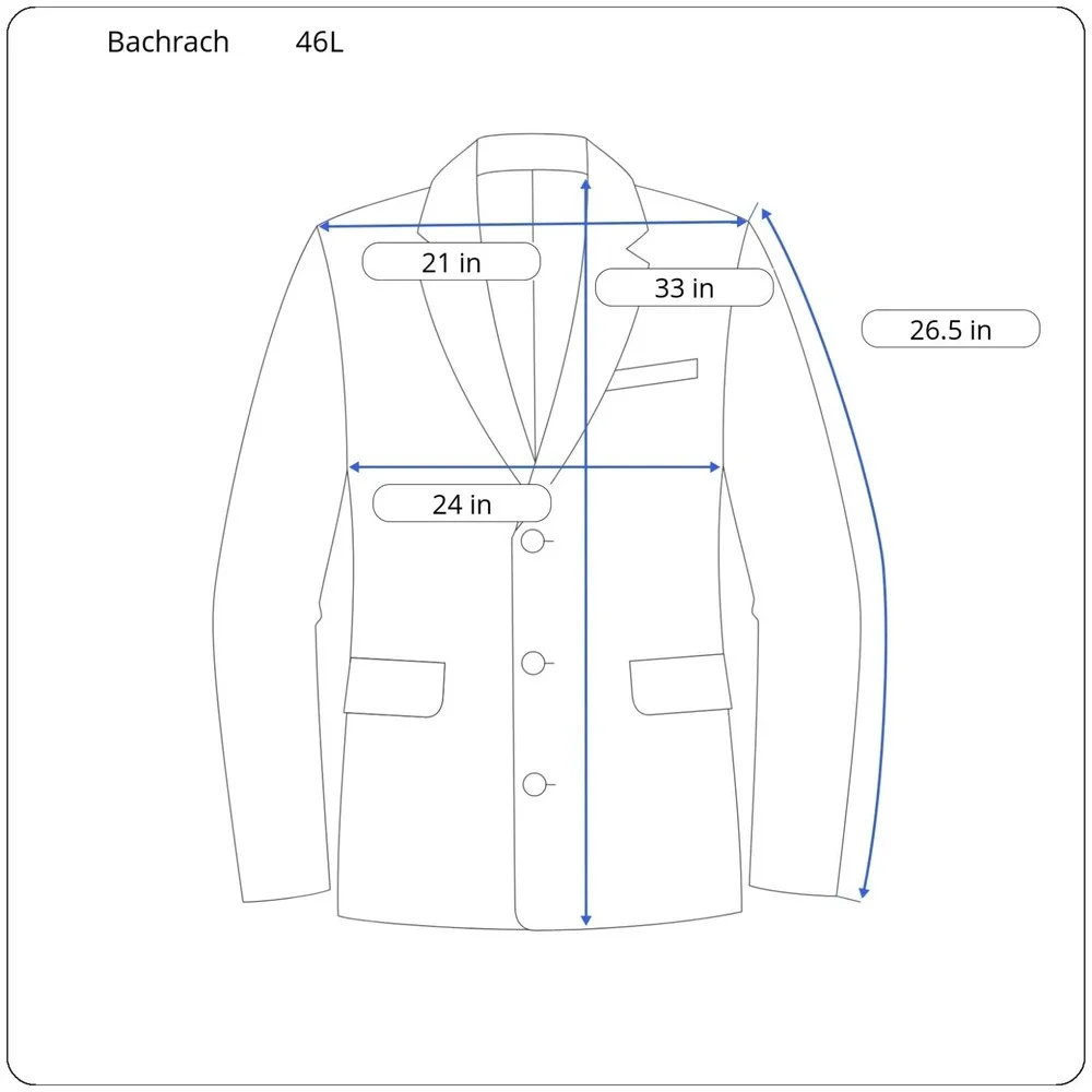 Bachrach Mens Blazer Sport Coat Three Button Casual Jacket 46L Wool Suit NEW VTG