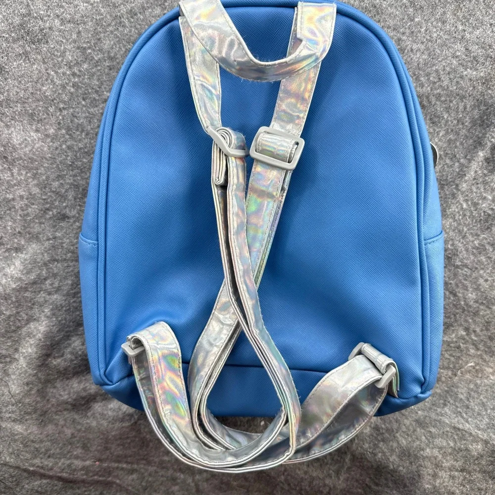 Disney Stitch Mini Backpack Kids Blue Holographic Straps 3D Ears 10in Purple Sil