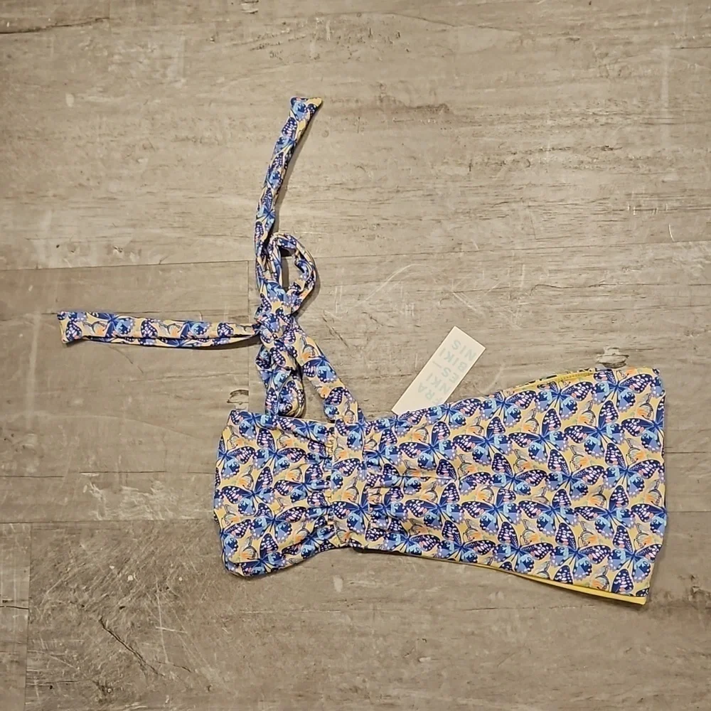 💕FRANKIES BIKINIS💕 Bella Bandeau Bikini Top Monarch Butterfly Print Large NWT