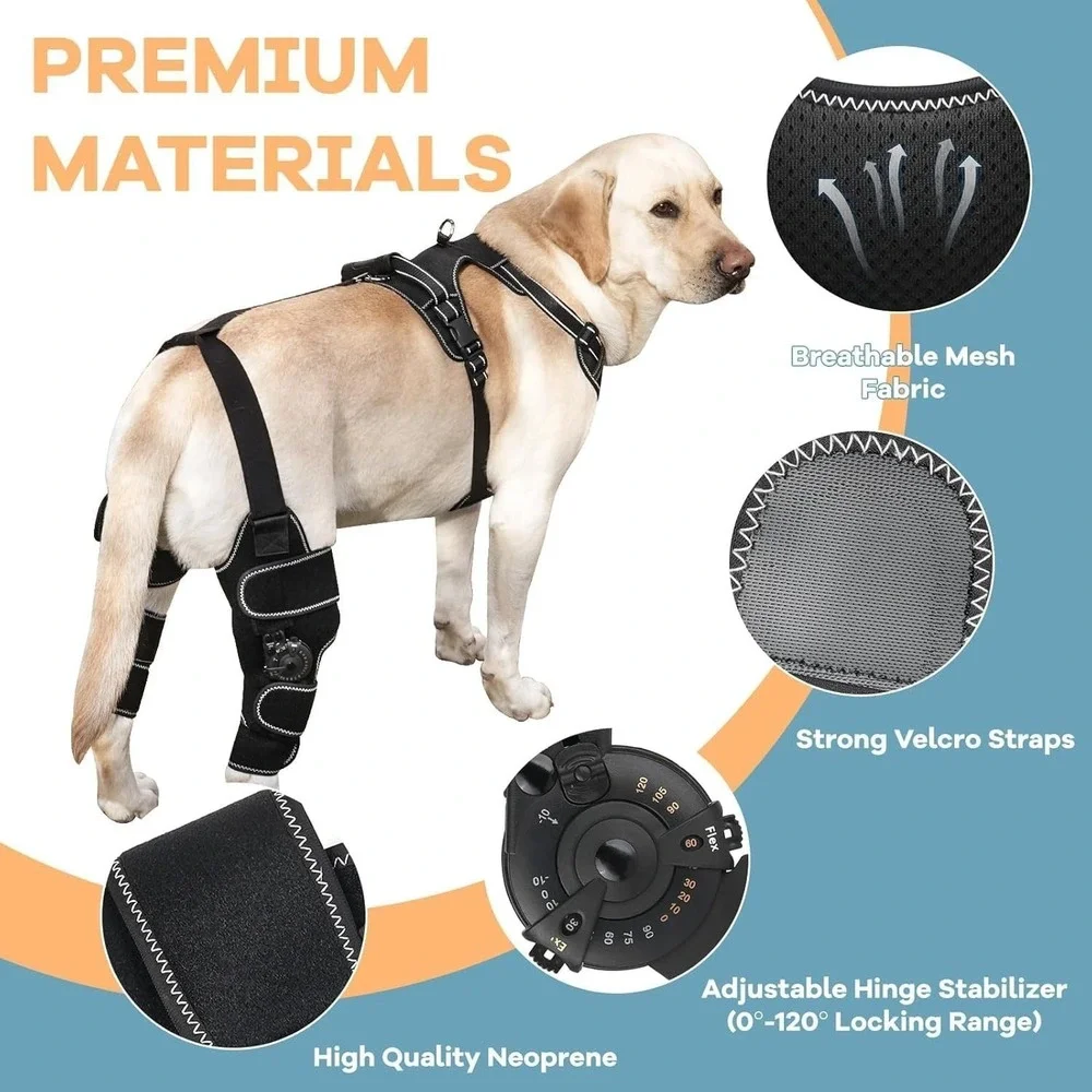 FurWell‎ M Left Dog Knee Brace Rear Leg ACL CCL Support with Chest Harness