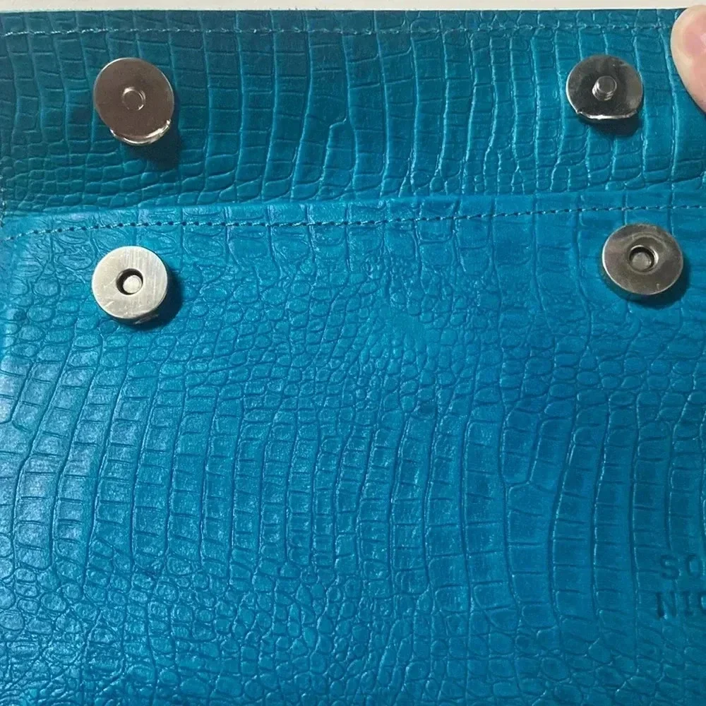 Leather clutch handmade hand dyed textured blue black modern‎ clean bag Soy Nica