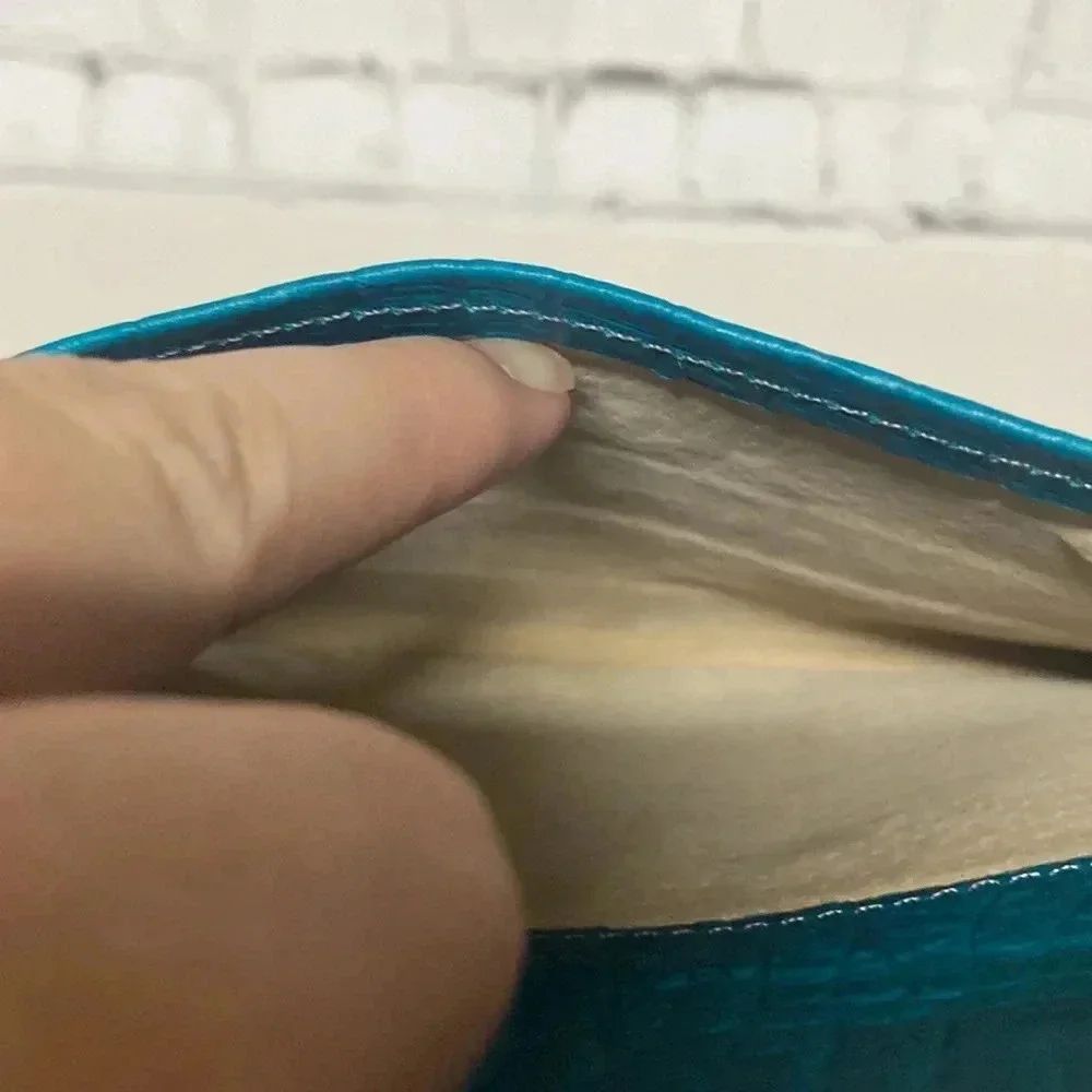 Leather clutch handmade hand dyed textured blue black modern‎ clean bag Soy Nica
