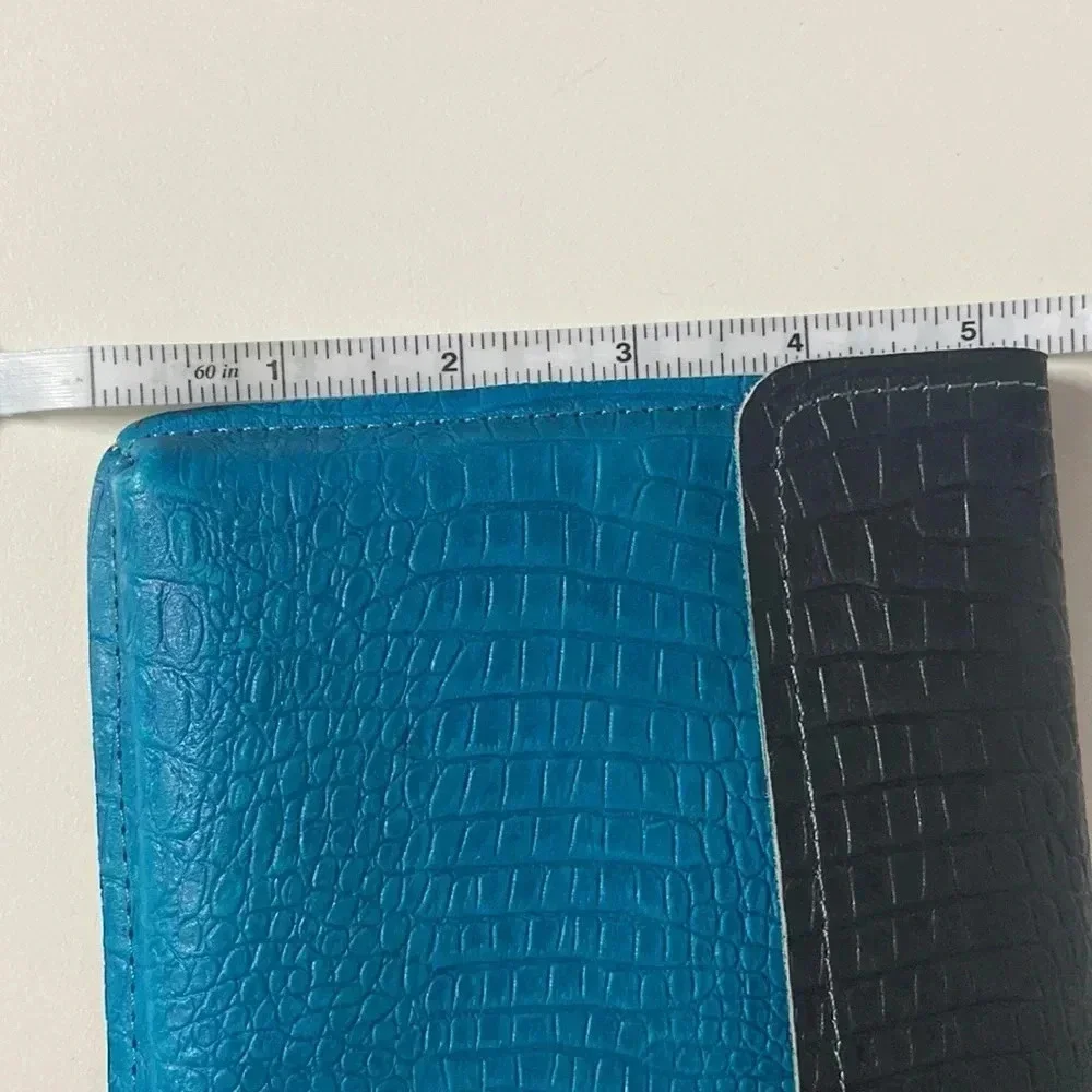 Leather clutch handmade hand dyed textured blue black modern‎ clean bag Soy Nica