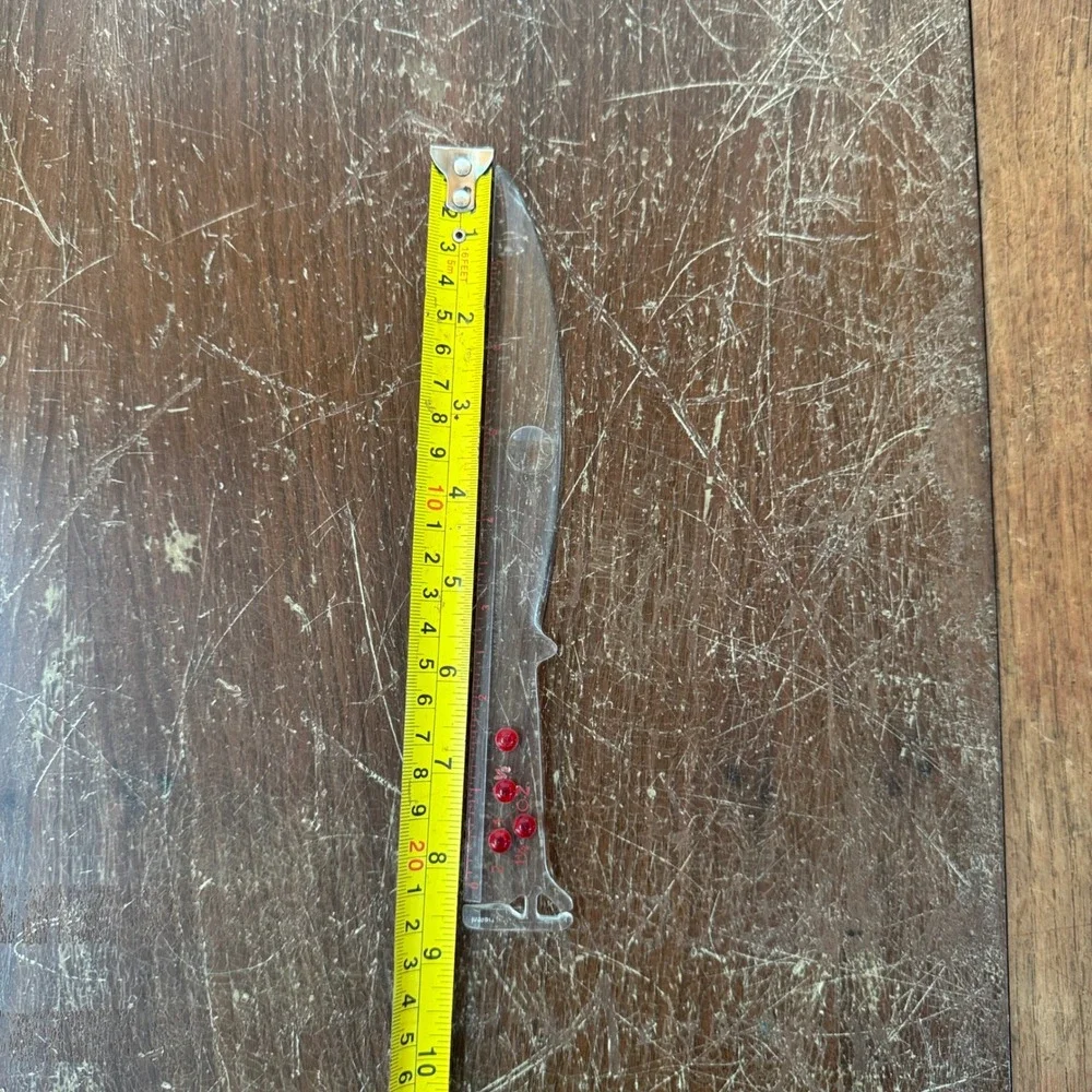 Vintage Hong Kong Novelty Clear Red Plastic Ruler Multipurpose Knife‎