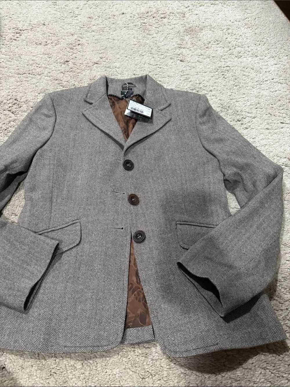 NWT Como Sport titanium Taupe Herringbone Sport Coat