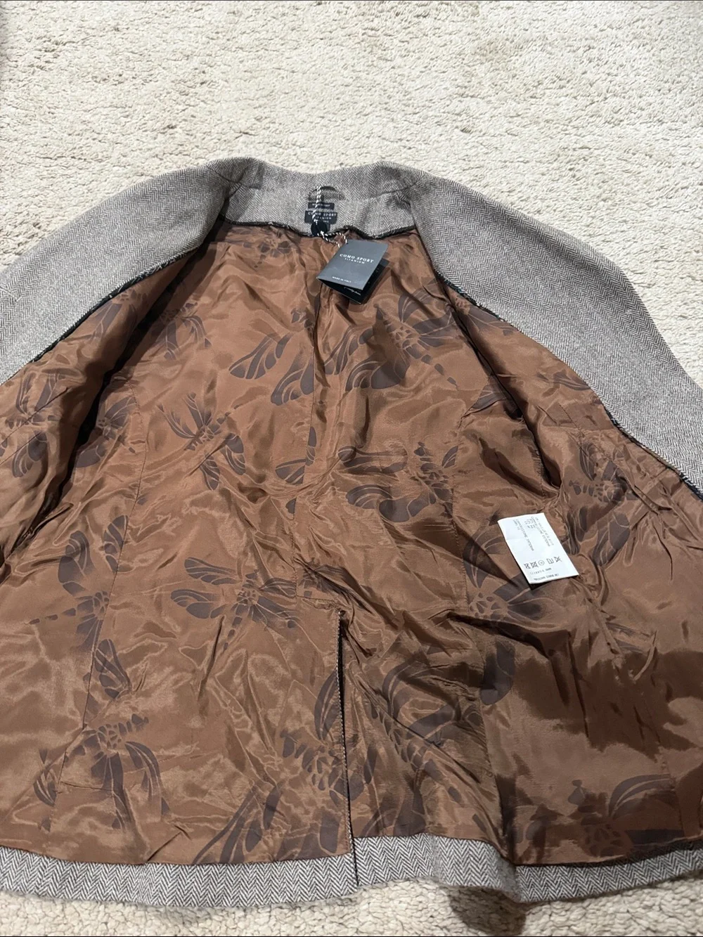 NWT Como Sport titanium Taupe Herringbone Sport Coat