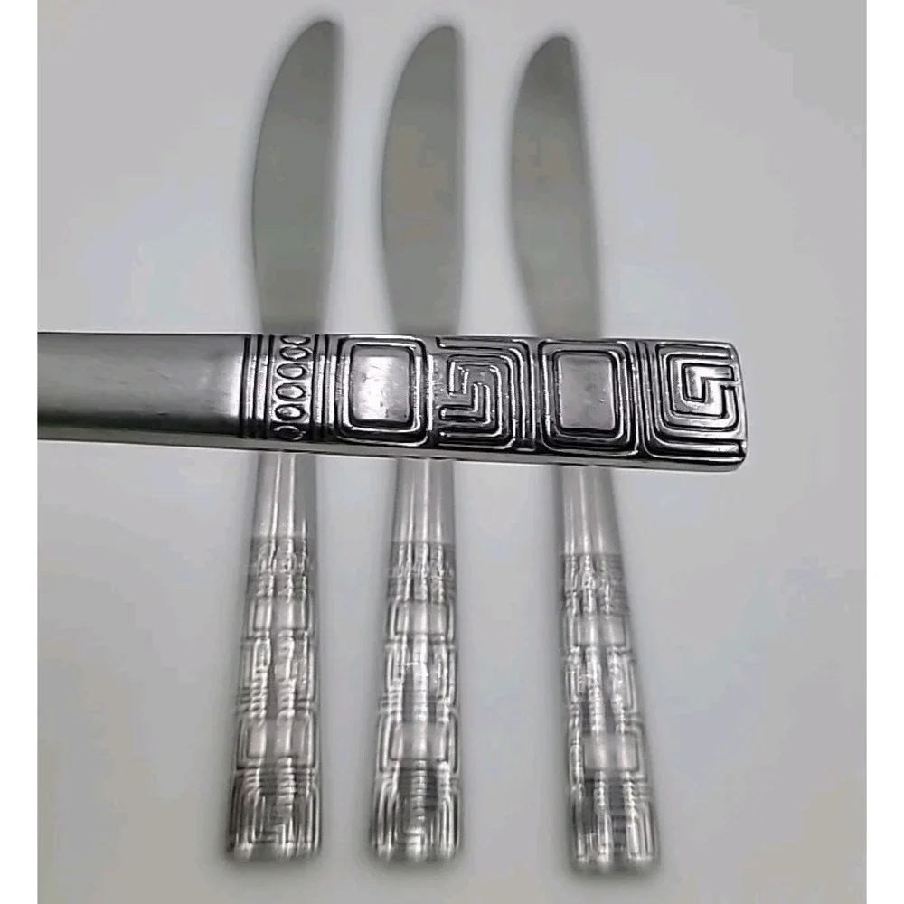 4pc Malaga‎ Stainless Steel Flatware By Cambridge Silver Geometric