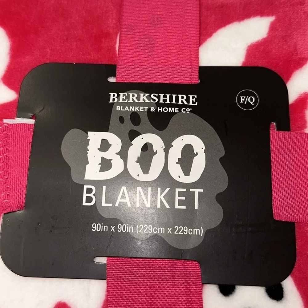 Berkshire Halloween pink and white ghost blue blanket