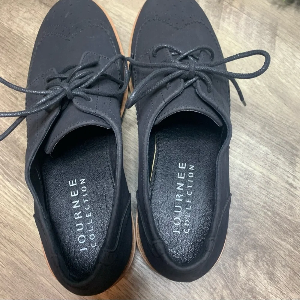 CLAUDIYA OXFORD LOAFER FLATS Ladies Size 9.5 Black Suede