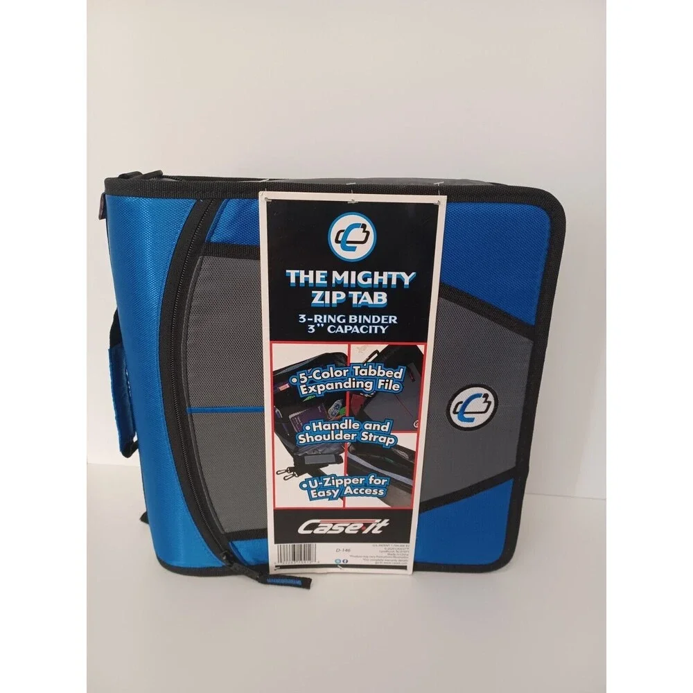 Case-it Mighty Zip Tab O-Ring Blue 3