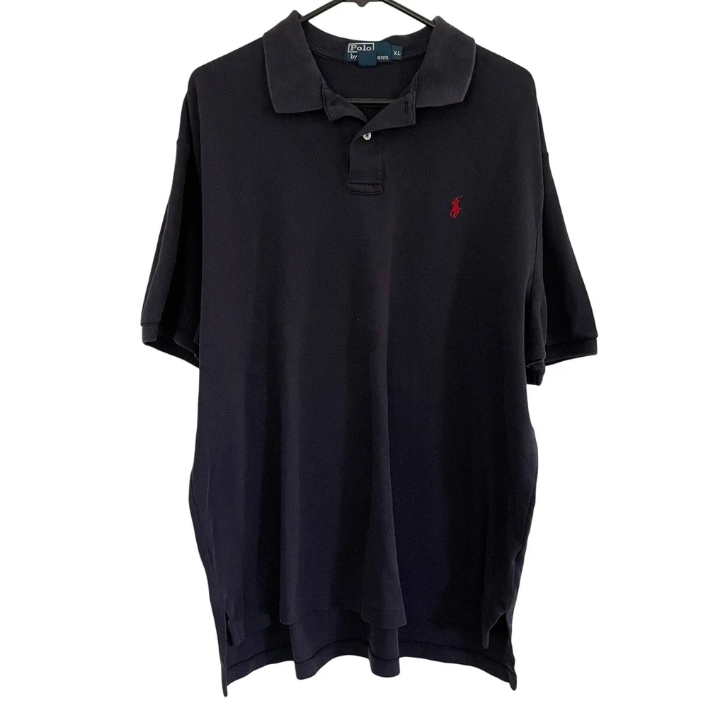 Polo Ralph Lauren Polo Shirt Navy Blue Red Pony Logo Mens XL Preppy Core