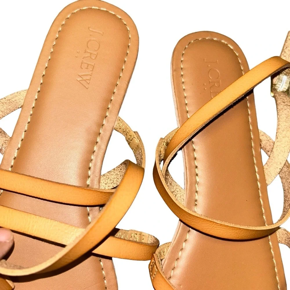 J.crew tan Ankle-strap flat sandals size 9 style AW598