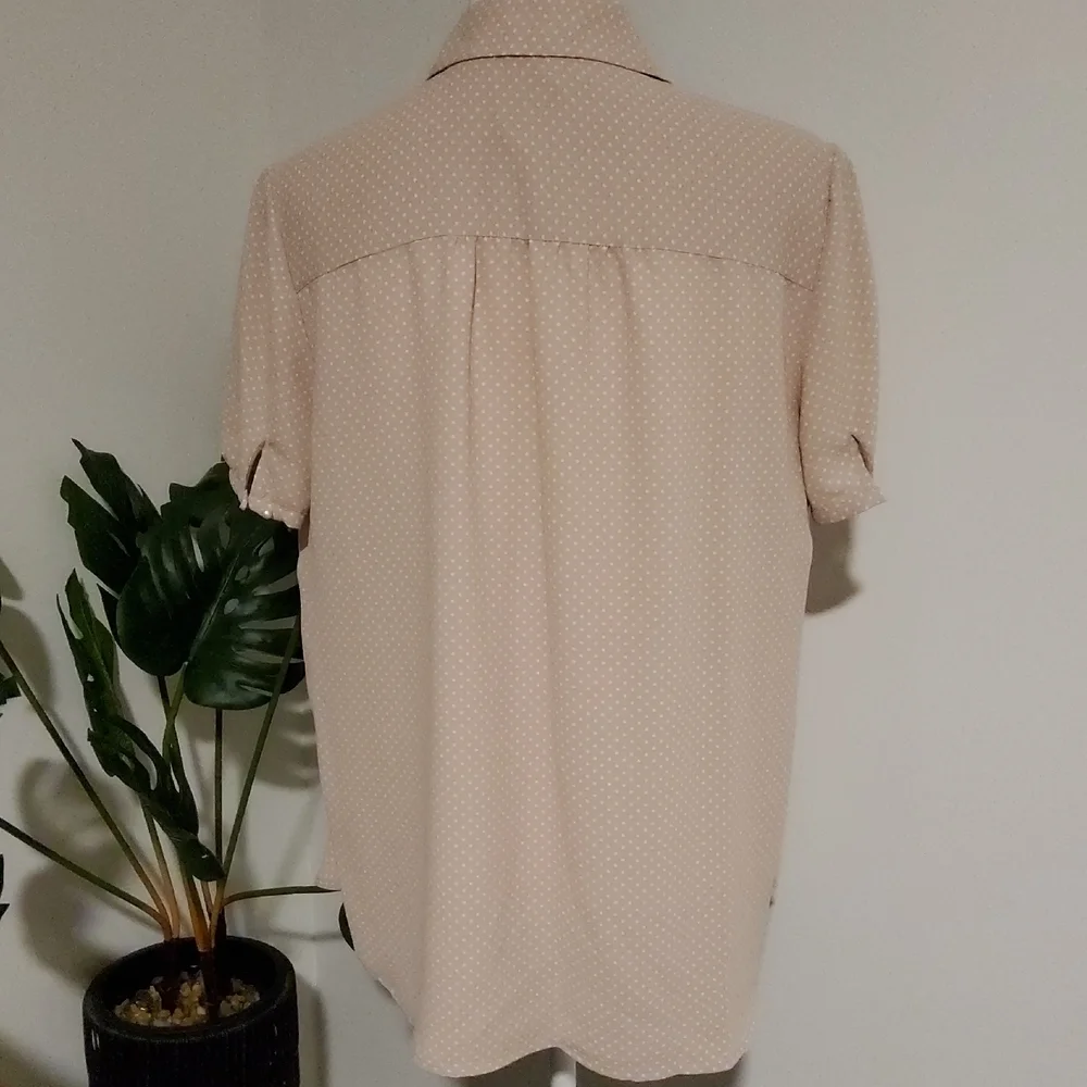 Anne Klein Beige Polka Dot Blouse