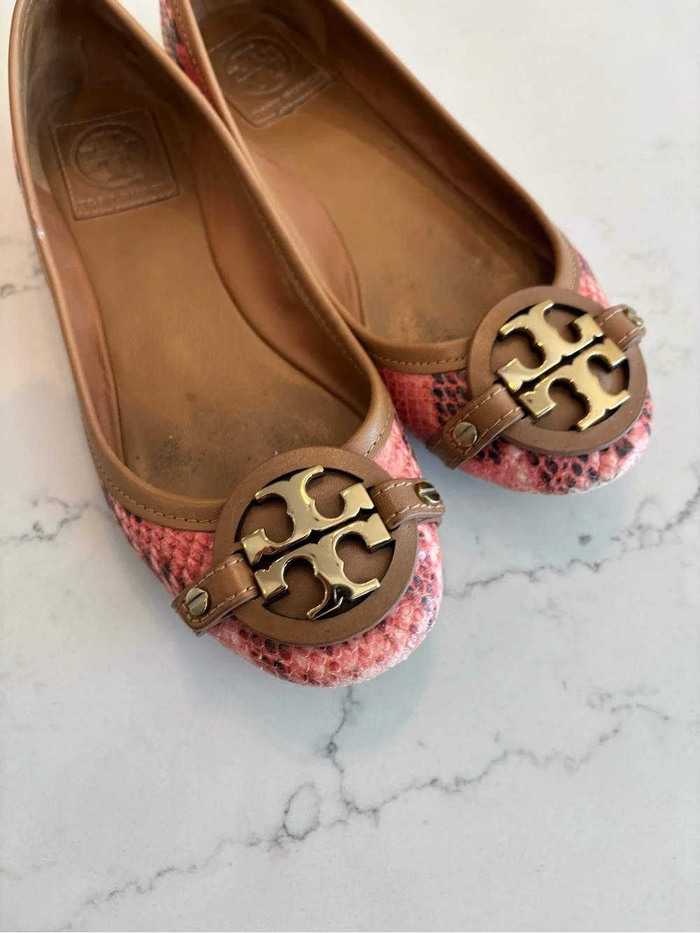 Tory Burch pink snakeskin