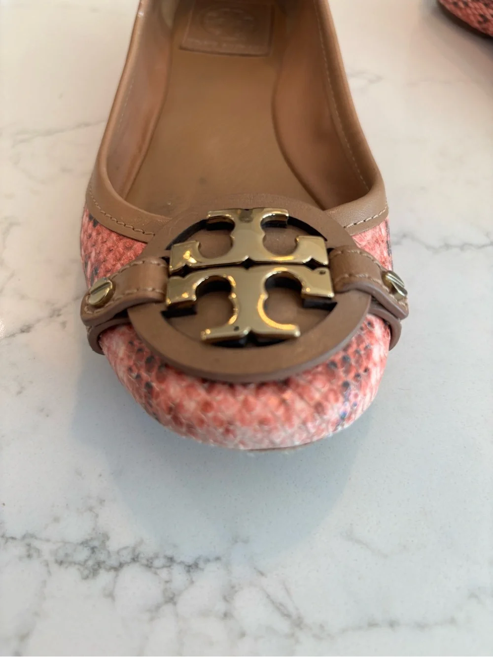 Tory Burch pink snakeskin