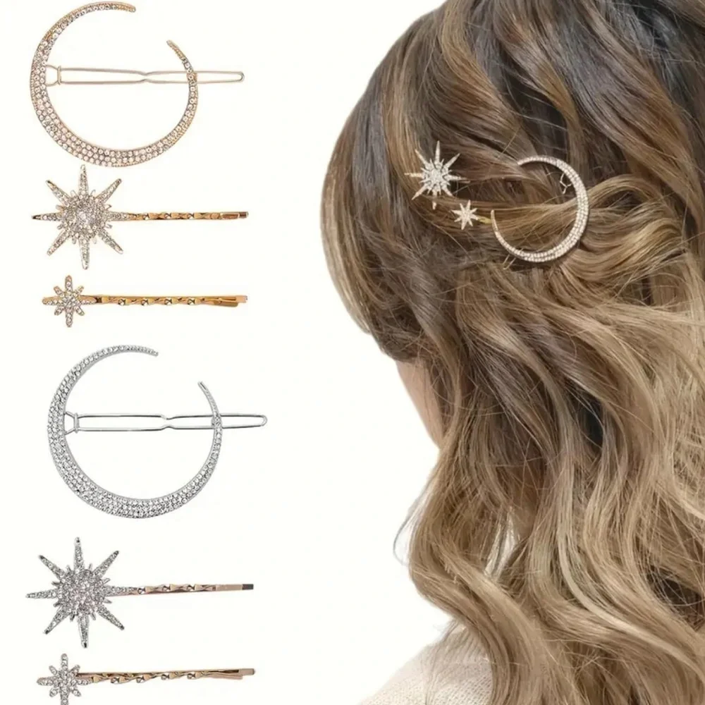 New 3 pcs Celestial Star Hair Pins Silver - Wedding 💫 💕💕