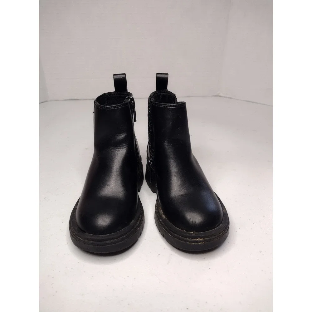 Baby Gap Kids‎ Black Faux Leather Side Zip Chelsea Boots Size 6