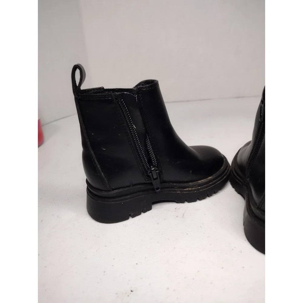 Baby Gap Kids‎ Black Faux Leather Side Zip Chelsea Boots Size 6