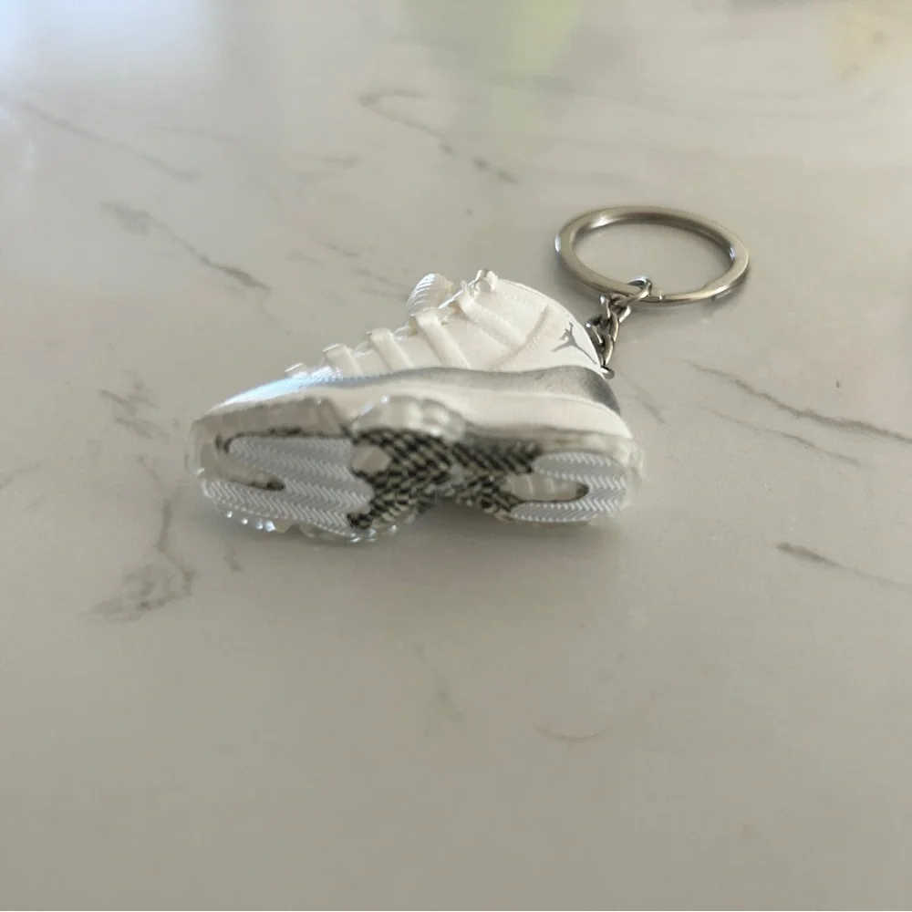 Air Jordan 11 Retro Sneaker Keychain – White/Silver, New