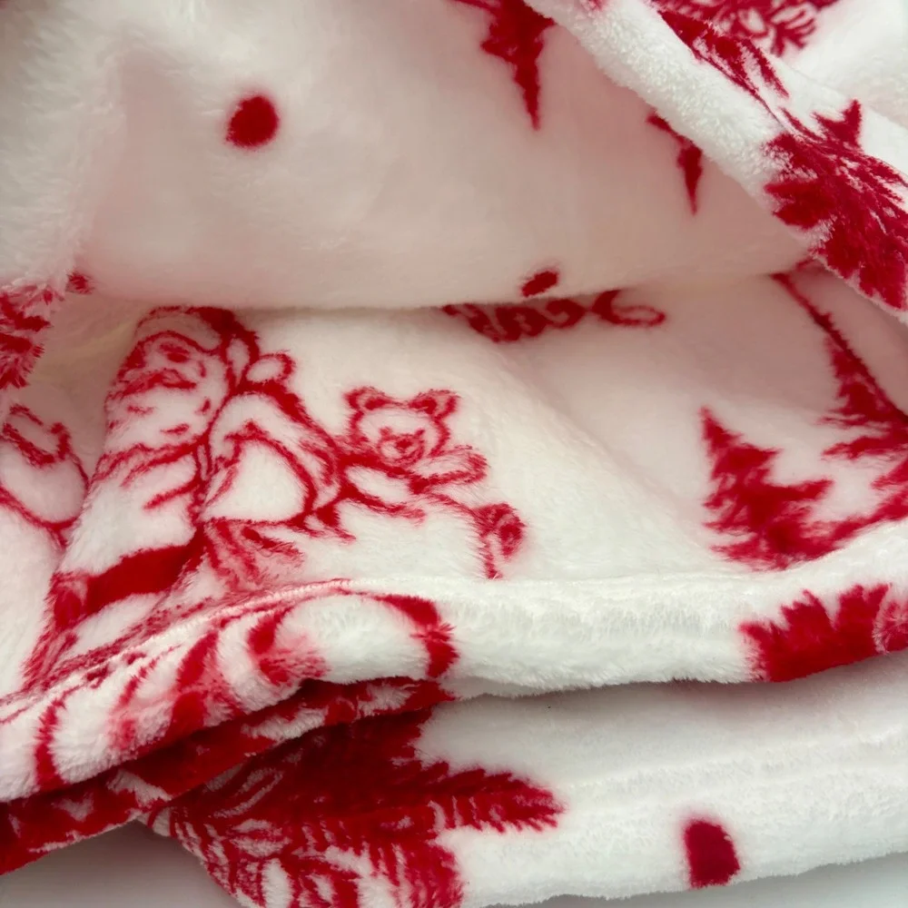 Holly Days Red White Retro Santa Super Soft Luxe Throw Blanket Christmas Holiday