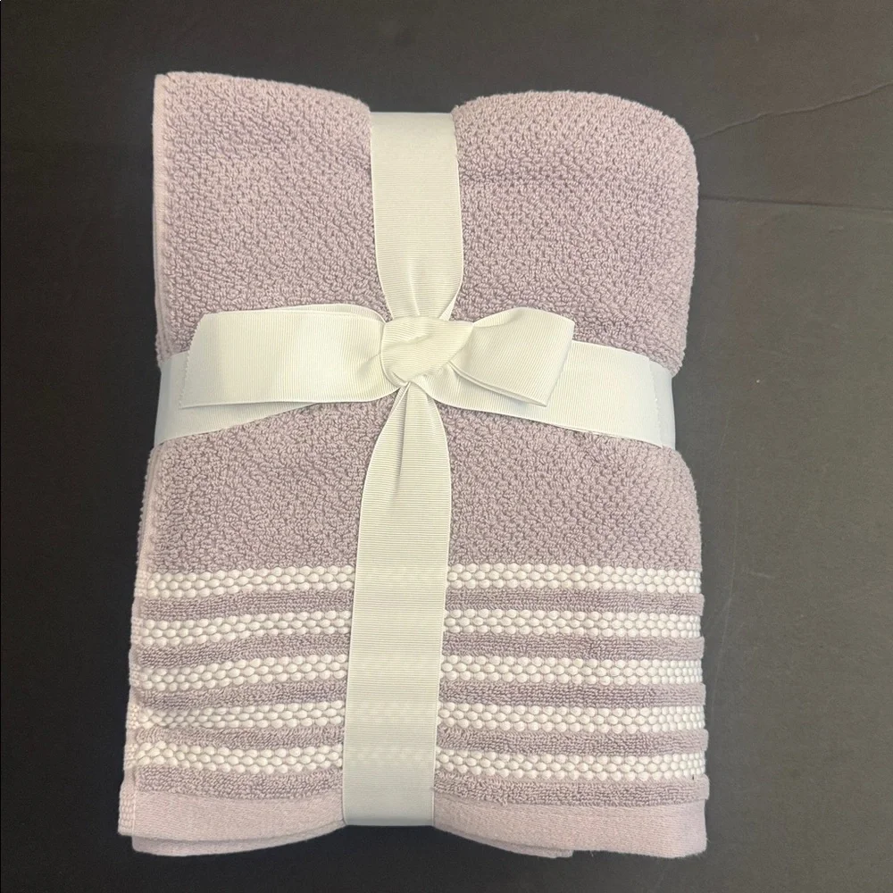6pc TRULY LOU 100% Cotton Bath Towel Set - Lavender/White