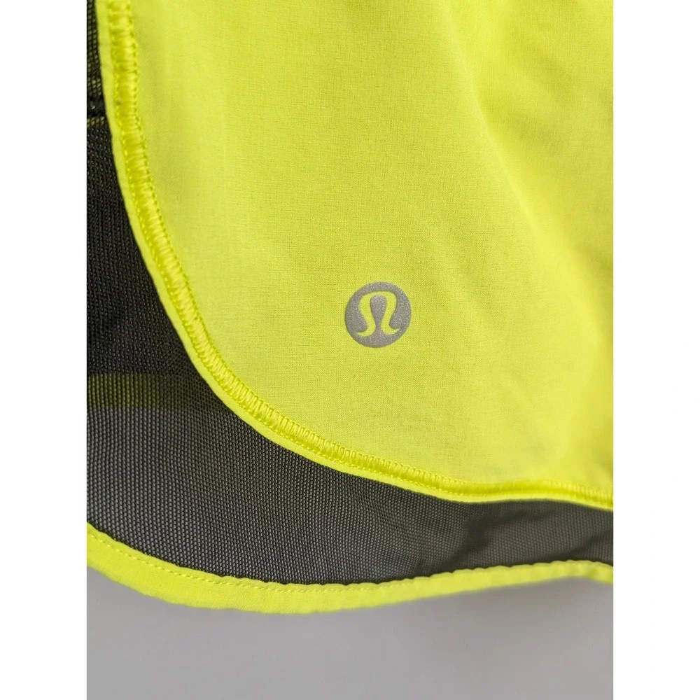 Lululemon Mind Over Miles Short Women Size 6 Neon Yellow Black Excellent