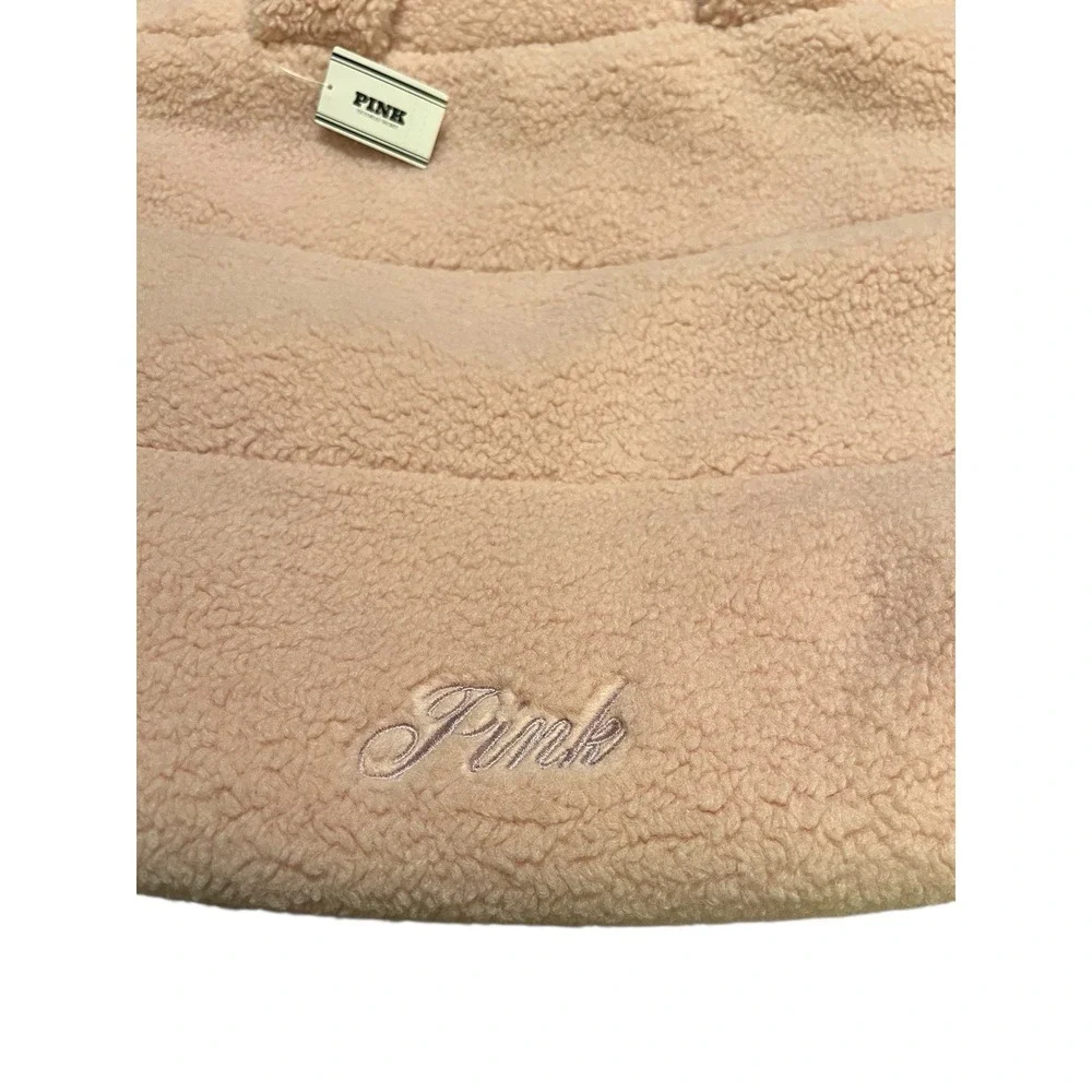 New VICTORIAS‎ SECRET PINK BLUSH SHERPA FLEECE LOGO TOTE BAG with ZIPPER