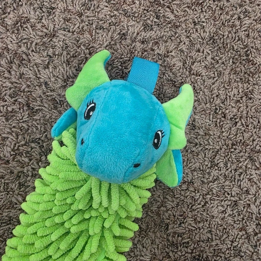 Norwex Kid Pet-To-Dry Dragon Hand Towel Hanging Chenille Microfiber BacLock Blue