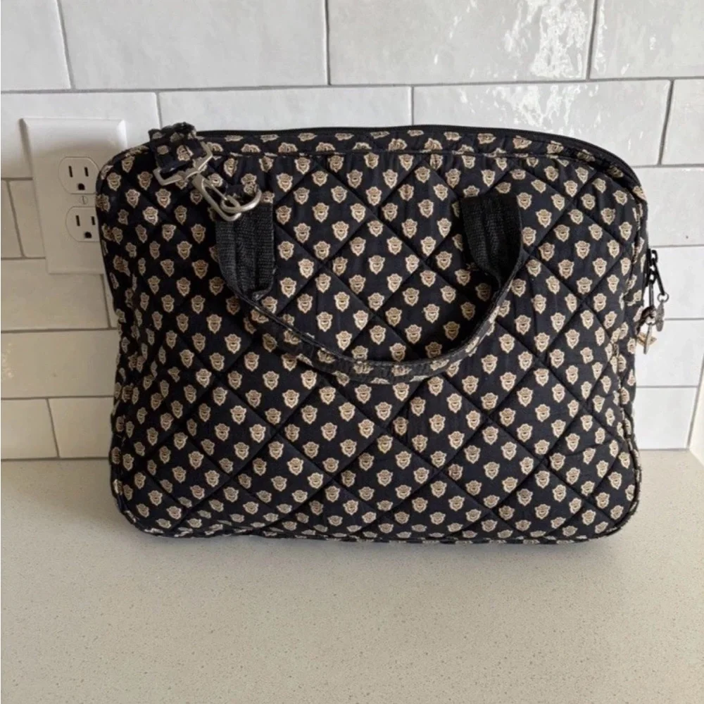 Pierre Deux French Country Vintage Black Floral Quilted Shoulder Bag Hand Made