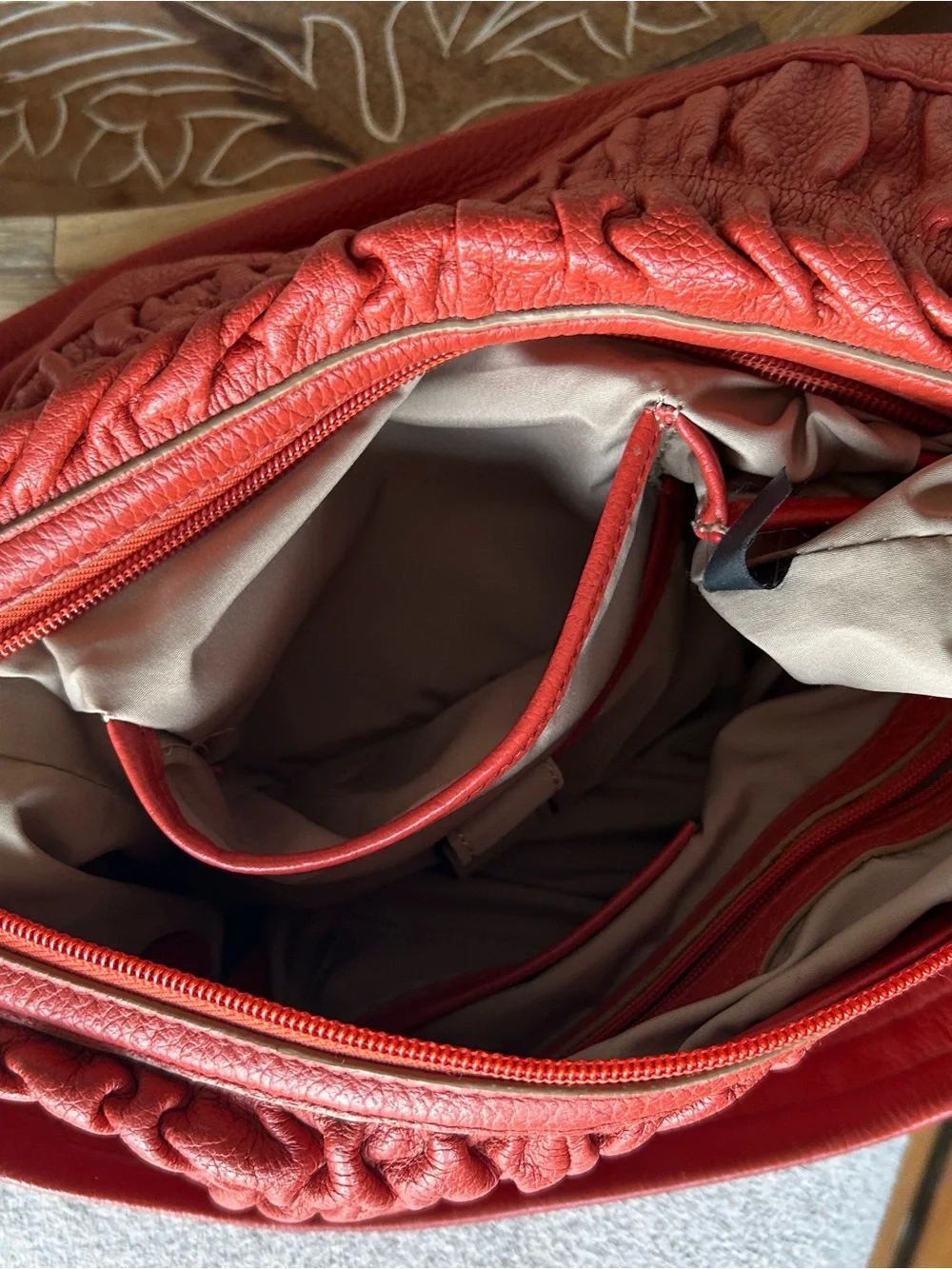 Wilsons Leather Red Genuine Leather Hobo Shoulder Bag Y2K Boho Slouchy