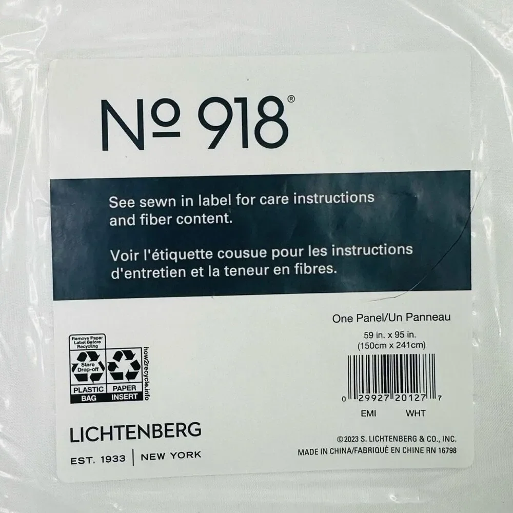 No. 918 Sheer Voile Rod Pocket Curtain Panel - 2 Count - 59” x 95” - White