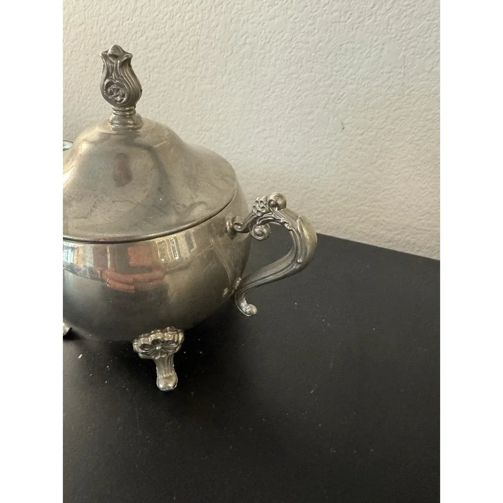 Vintage Silver Plated Creamer‎ Pitcher with Lid