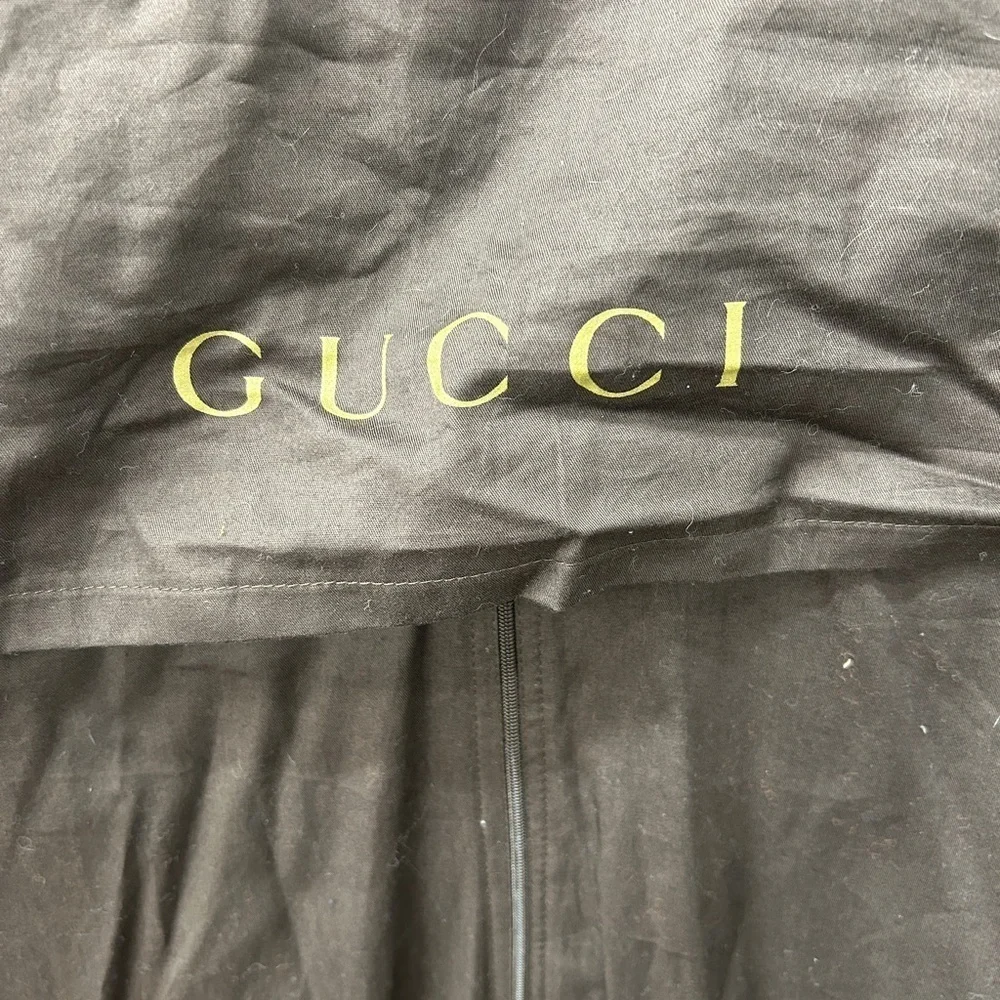 Gucci Men's Cotton Linen Hysteria Crest Blazer Jacket - Navy Blue + Garment Bag