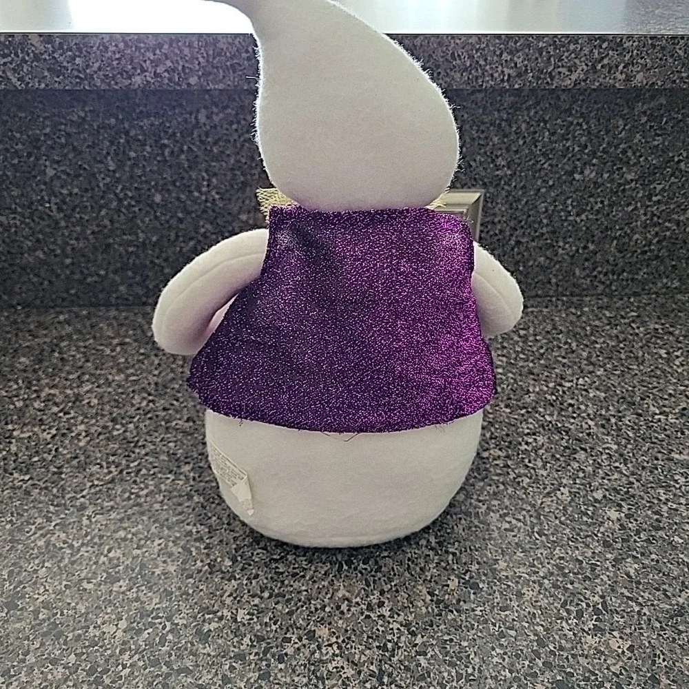 VINTAGE 2002 Halloween Ghost Shelf Sitter with Pumpkin Purple Vest Bow Tie‎