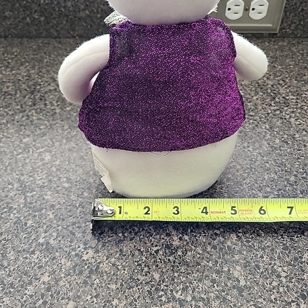 VINTAGE 2002 Halloween Ghost Shelf Sitter with Pumpkin Purple Vest Bow Tie‎