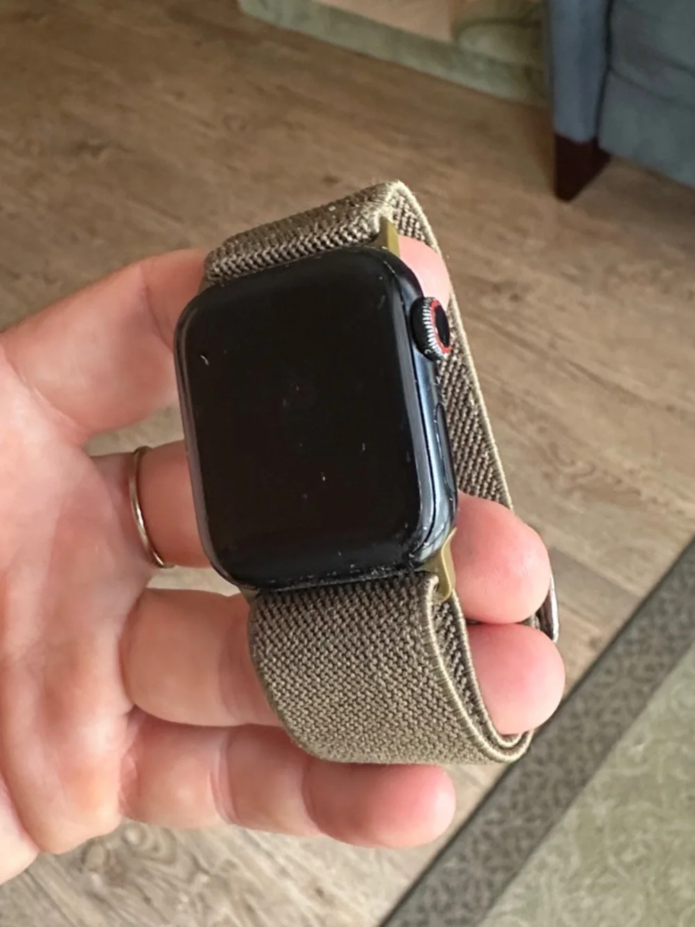 Smartwatch with Olive Green Fabric Loop Band