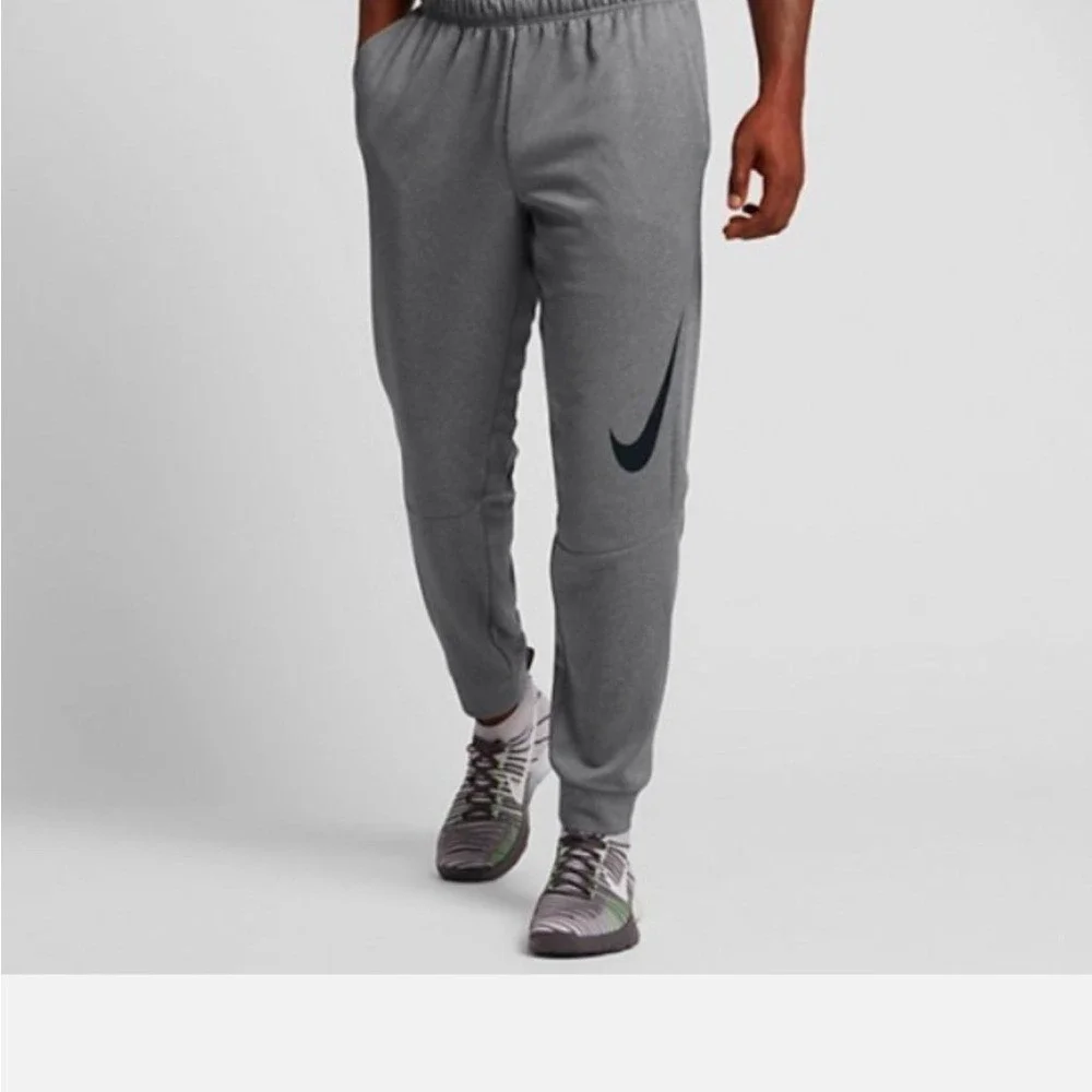 Nike Mens Therma-FIT Tapered Training Joggers Grey Heather Swoosh 932255-063‎