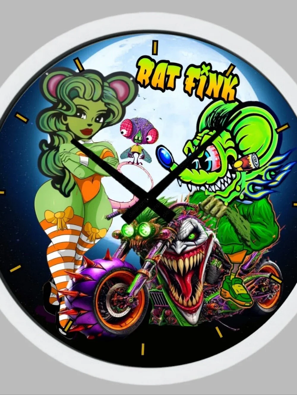 Rat Fink Neon Green Art Wall Clock - Home Wall Decor