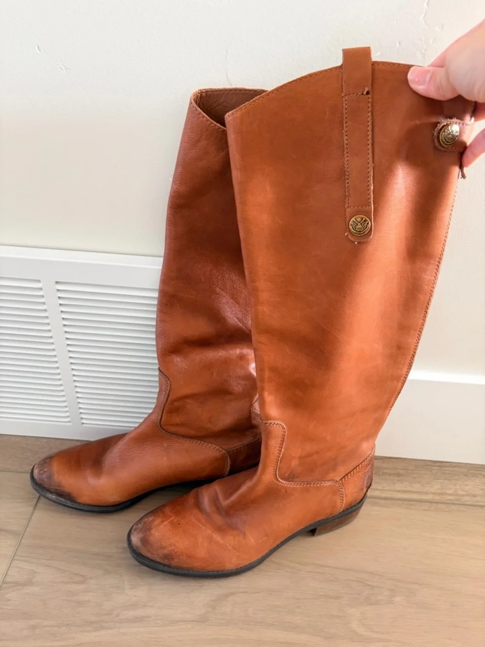 Sam Edelman Penny Leather Tall Riding Boots, Sz 6.5, Whiskey Brown
