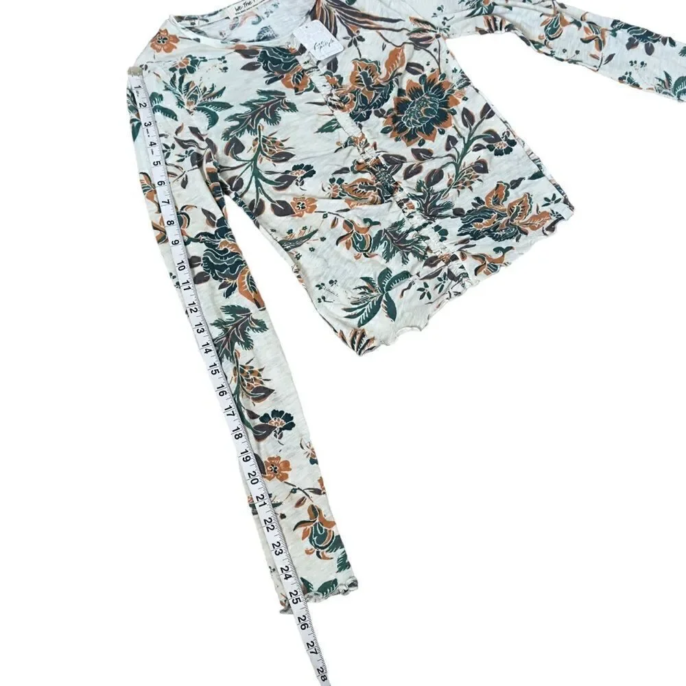 We The Free Free People Dreamed of You Floral Ruched Long Sleeve Top XSMALL NWT