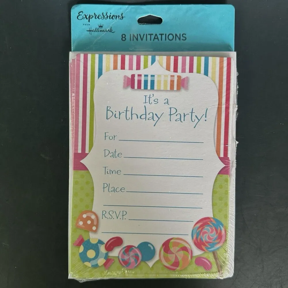 Vintage Hallmark Tender Thoughts Birthday Party Invitations Thank You Notes Lot