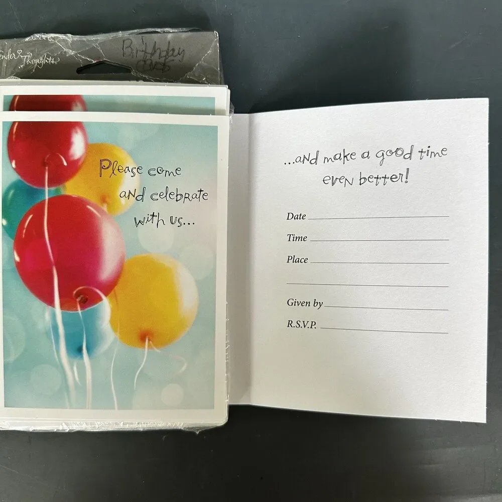 Vintage Hallmark Tender Thoughts Birthday Party Invitations Thank You Notes Lot
