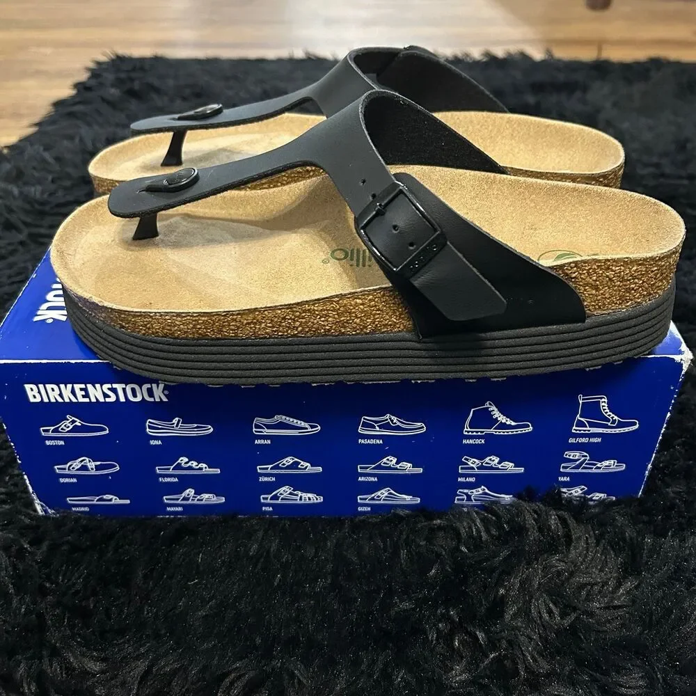 PAPILLIO by Birkenstock Gizeh black platform sandals shoes women’s eur 38 new