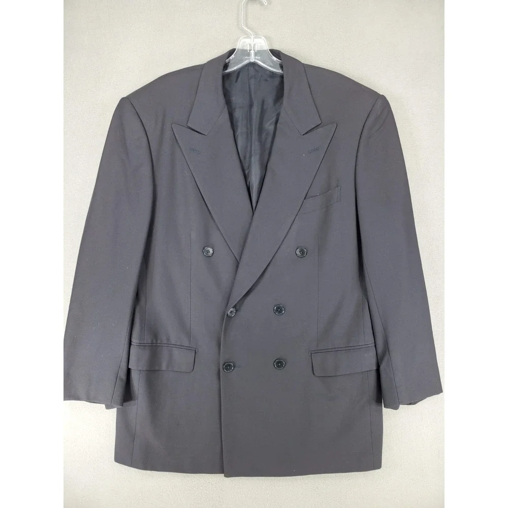Vintage Gucci Black Sport‎ Suit Jacket 100% Wool double Breasted Men's 42 Chest